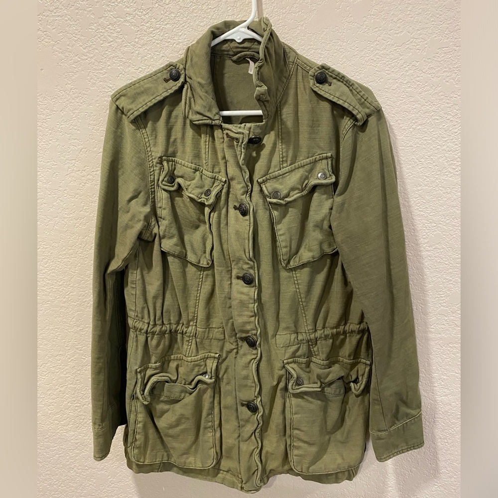 Free People Olive Green Cargo Utility Jacket Size Small